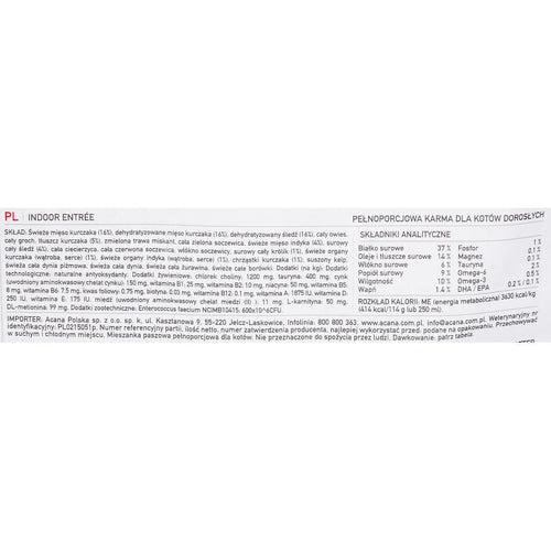 Aliments pour chat Acana Indoor Entrée Adulte Poulet Dinde Poisson Lapin 4,5 Kg