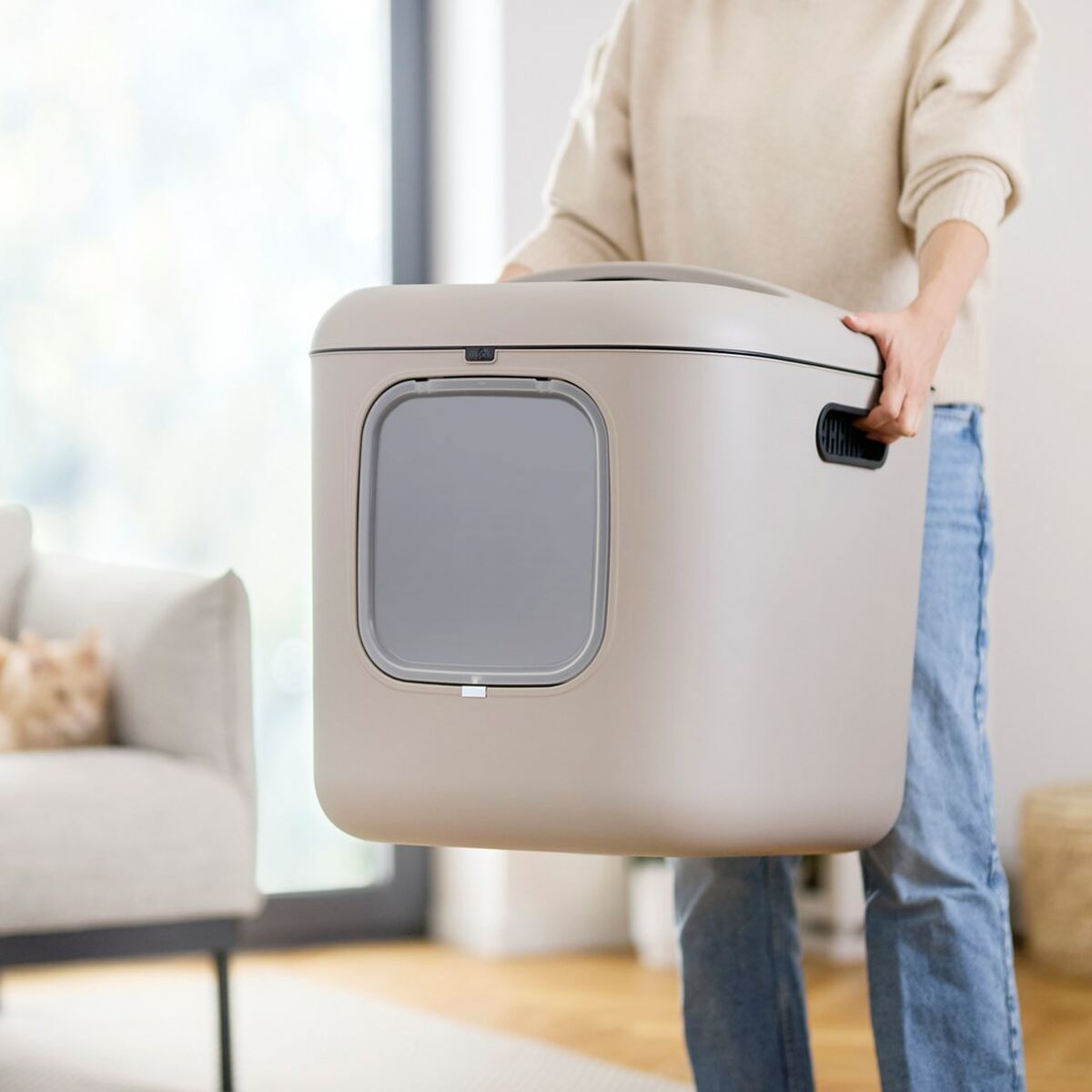 Bac à litière pour chats Rotho Biala XL Cappuccino Plastique