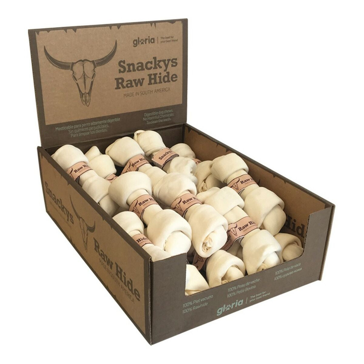 Snack pour chiens Gloria Snackys Rawhide Veau 15-17 cm Nœud 18 Pièces