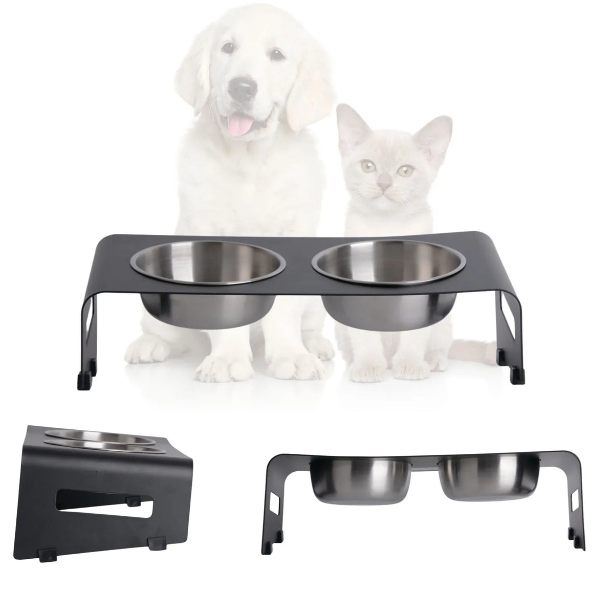 Mangeoire surélevée double PETLINUS – Inclinée 15° pour chat & petit chien