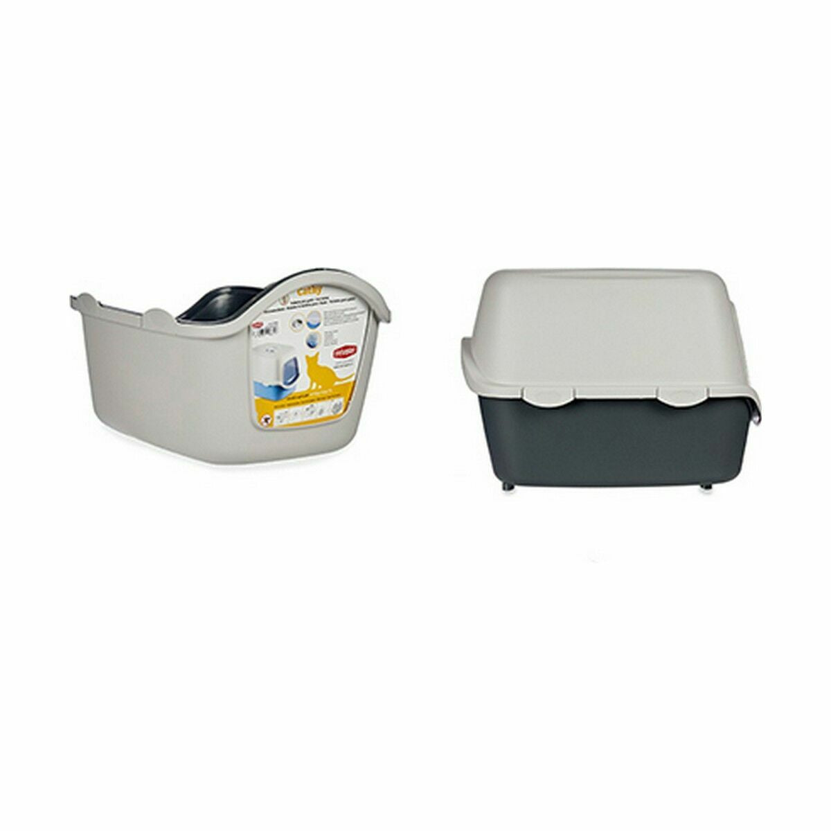Bac à litière pour chats Stefanplast Anthracite Gris clair Plastique 56,5 x 39,5 x 39 cm 39 x 29,5 x 56,5 cm 39 x 39,5 x 56,5 cm