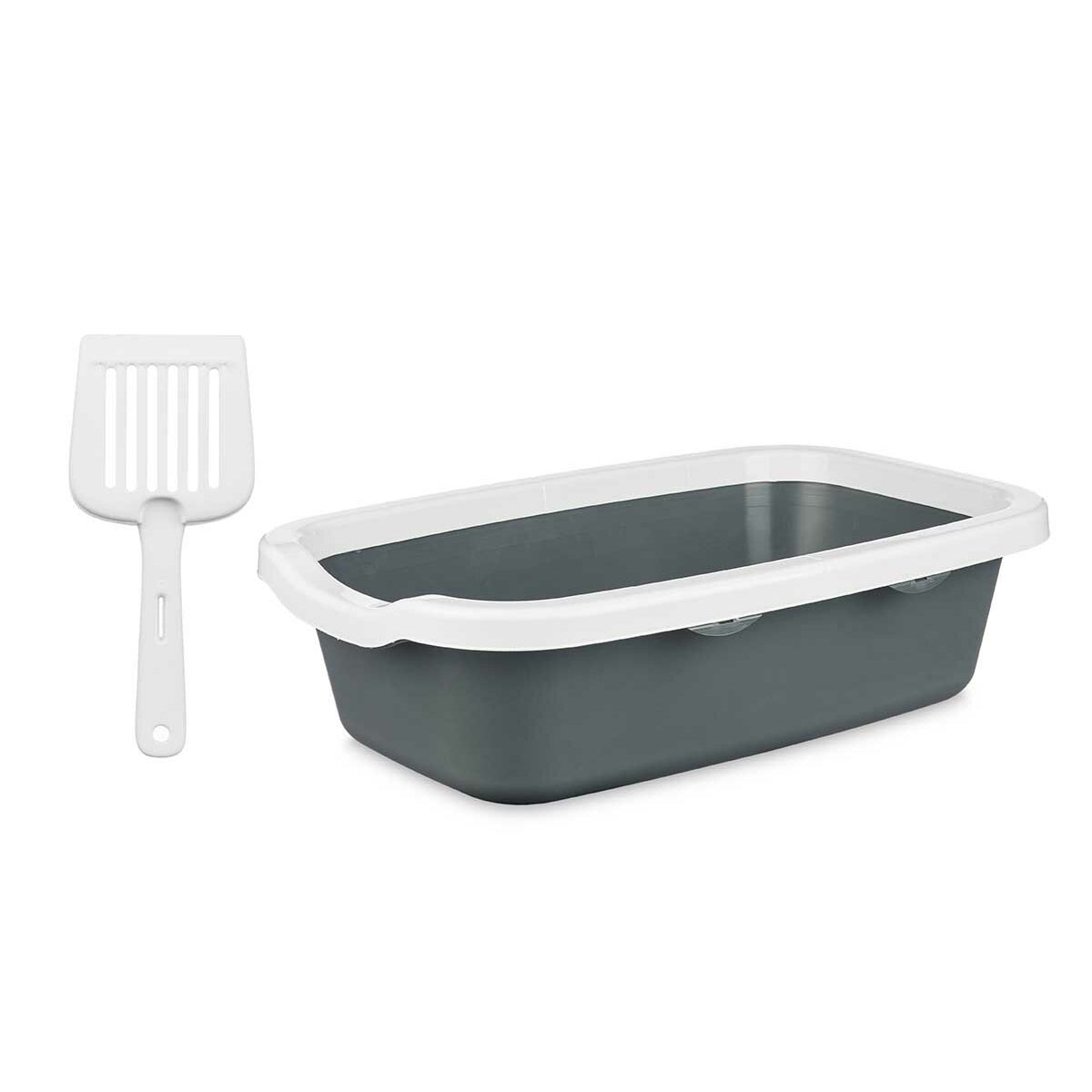Bac à litière pour chats Mascow Blanc Anthracite Plastique 25 x 11 x 2 cm 0,38 x 16 x 58,5 cm (11 Unités)