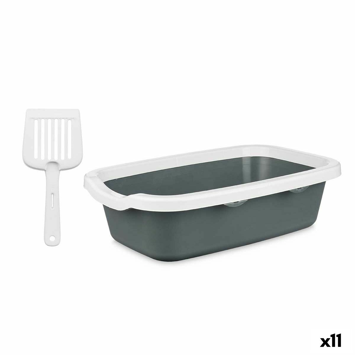 Bac à litière pour chats Mascow Blanc Anthracite Plastique 25 x 11 x 2 cm 0,38 x 16 x 58,5 cm (11 Unités)