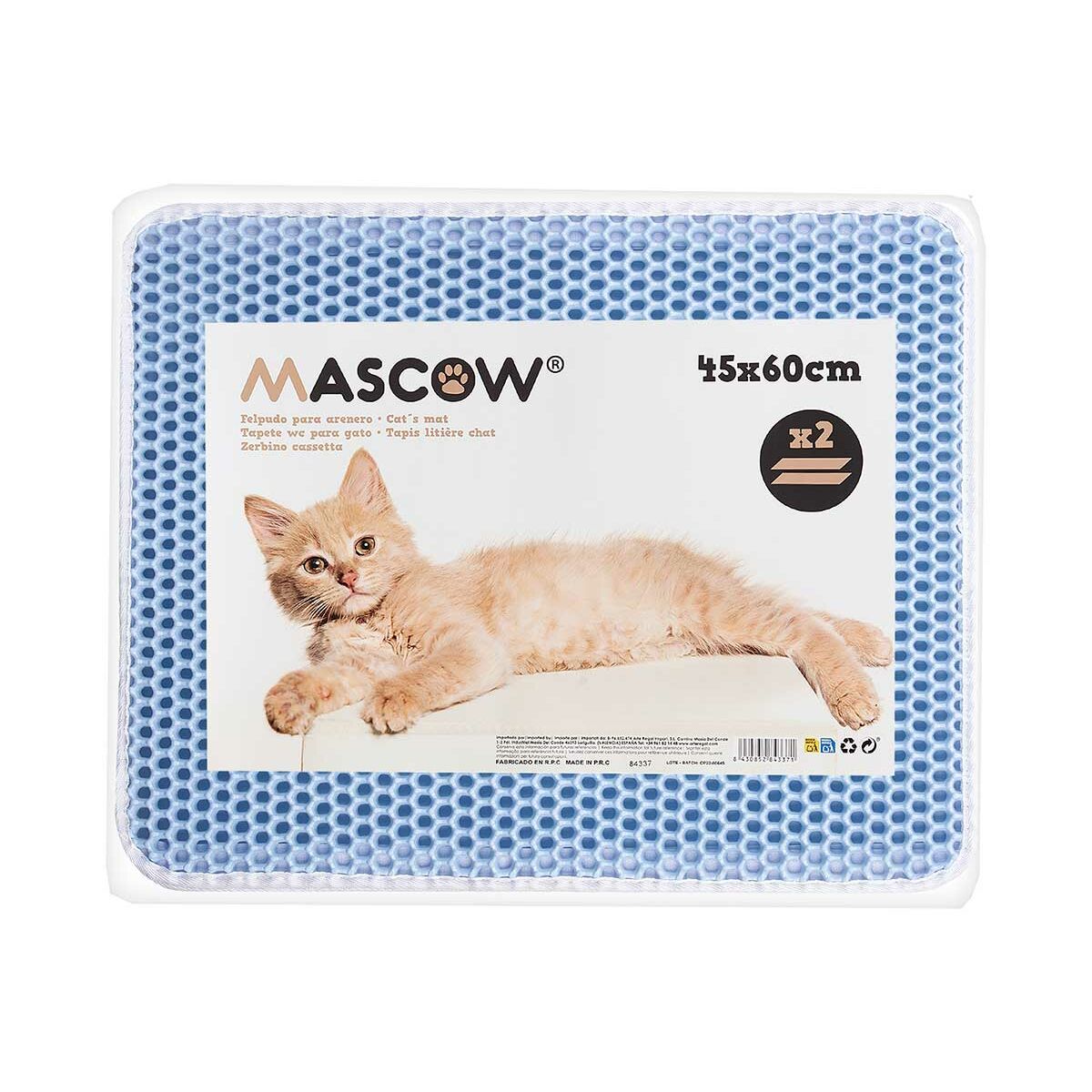 Tapis de Litière pour Chat Mascow Bleu 60 x 45 x 1,5 cm (12 Unités)